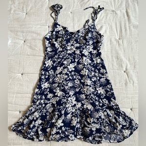 Navy blue and white floral sundress